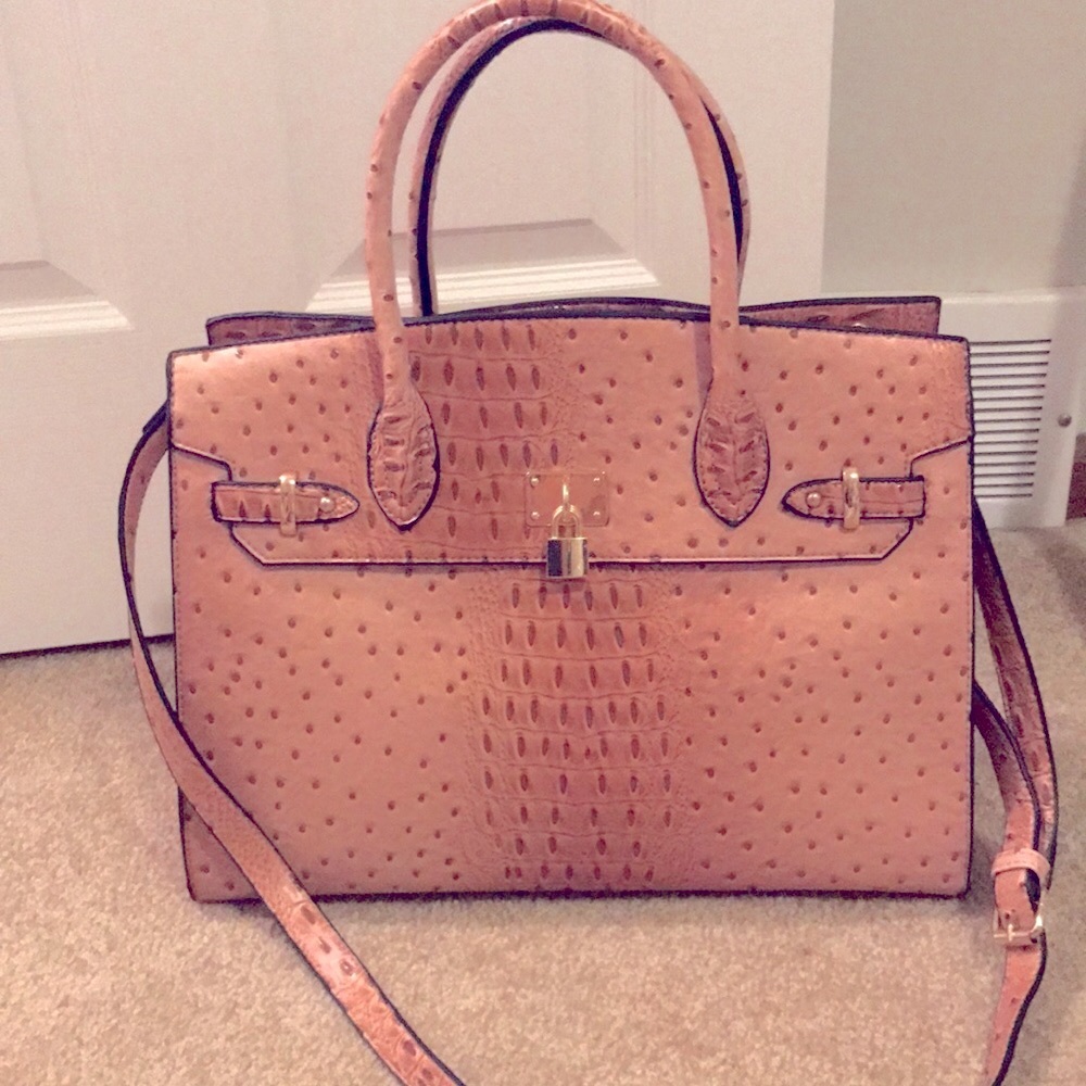 New large faux croc patterned satchel